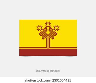 Chuvashia Rectangle flag icon with shadow.