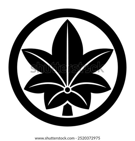 Chu-wa with Momiji (Middle Ring with Maple Leaf). A vector icon illustration of a Japanese family crest featuring a maple leaf motif.