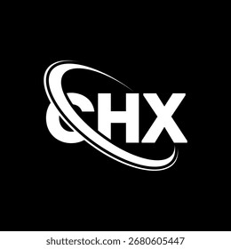 Logotipo do CHX. Carta CHX. Design do logotipo da letra CHX. Iniciais CH X logotipo ligado com círculo e maiúsculo monograma logotipo. Tipografia CHX para marca de tecnologia, negócios e imóveis.