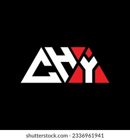 CHY triangle letter logo design with triangle shape. CHY triangle logo design monogram. CHY triangle vector logo template with red color. CHY triangular logo Simple, Elegant, and Luxurious design.