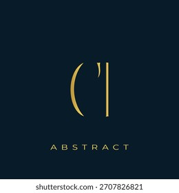 Diseño Abstractas del logotipo dorado de CI. Abstractas composición de símbolos de oro sobre un fondo azul marino oscuro