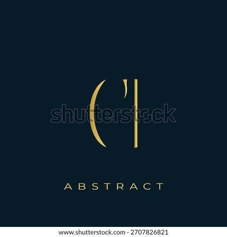 CI Abstract Golden Logo Design. Abstract Golden Symbol Composition on a Dark Navy Blue Background