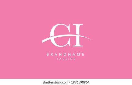 CI Alphabet initial swoosh Abstract Icon Logo vector illustration