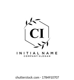CI Beauty vector initial logo, handwriting logo of initial signature, wedding, fashion, jewerly, boutique, floral and botanical with creative template for any company or business.