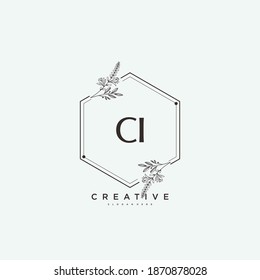CI Beauty vector initial logo art, handwriting logo of initial signature, wedding, fashion, jewerly, boutique, floral and botanical with creative template for any company or business.