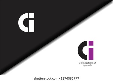 ci c i circle letter black purple white lowercase combination modern creative alphabet gradient company letter logo design vector icon template trendy - Vector