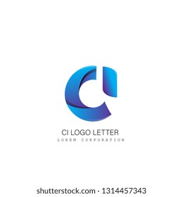 ci c i circle lowercase design of alphabet letter combination with infinity suitable as a logo for a company or business - Vector