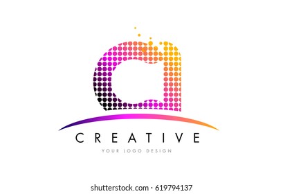CI C I Dots Letter Logo Design with Magenta Bubble Circles and Swoosh