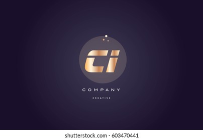 ci c i  gold yellow golden metal metallic bold luxury product modern creative gradient alphabet company logo design vector icon template