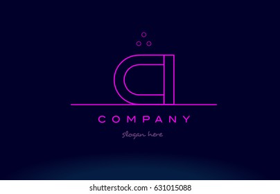 ci c i letter alphabet text pink purple dots contour line creative company logo vector icon design template