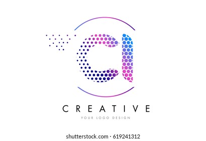 CI C I Pink Magenta Dotted Bubble Letter Logo Design. Dots Lettering Vector Illustration