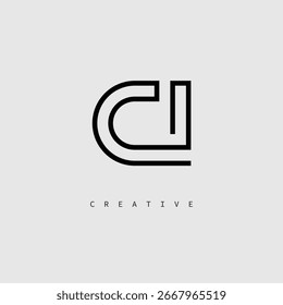 CI Creative Letter Logo – Minimal Line Monogram in Black Outline for Modern Branding Identity Design.