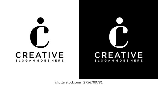 CI or IC initial letter logo design vector