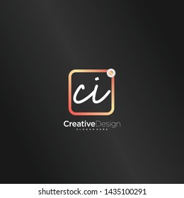 CI initial handwriting with color logo icon template vector.
