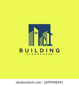 Logotipo inicial del edificio de la letra de CI para las propiedades inmobiliarias con diseño cuadrado