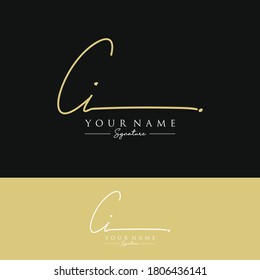 CI Initial letter handwriting and signature logo.