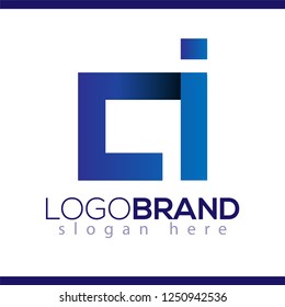 ci Initial Letter lowercase Linked logo icon vector