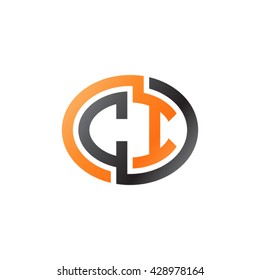 CI initial letters looping linked ellipse logo orange black