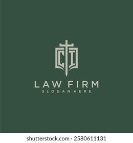 CI initial monogram for law firm with sword and shield logo image