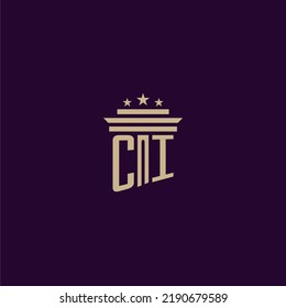 CI initial monogram logo design for lawfirm lawyers with pillar vector image