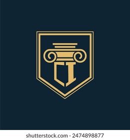 CI Initials Law Firm Logo Lawyer logo with creative law element