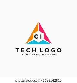 CI Initials Tech Logo Vector Art Icons and Graphics