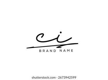 Letra CI elegante cursiva de la belleza del logotipo de la escritura a mano.