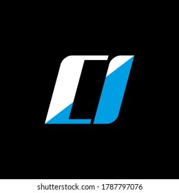CI letter logo design on black background. CI creative initials letter logo concept. ci icon design. CI white and blue letter icon design on black background. C I