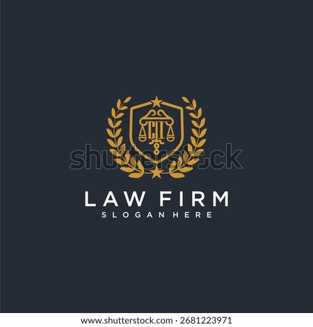 CI letter monogram logo for lawfirm with pillar and leaf image design