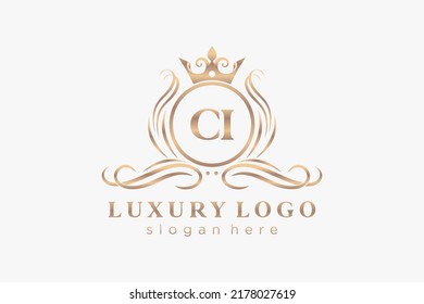 CI Letter Royal Luxury Logo template in vector art for Restaurant, Royalty, Boutique, Cafe, Hotel, Heraldic, Jewelry, Fashion and other vector illustration.