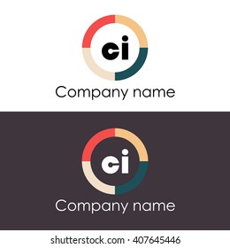 CI letters business logo icon design template. Vector with four colors circle