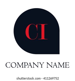 CI Letters red , Abstract black background logo, Design identity in shape, Alphabet letter