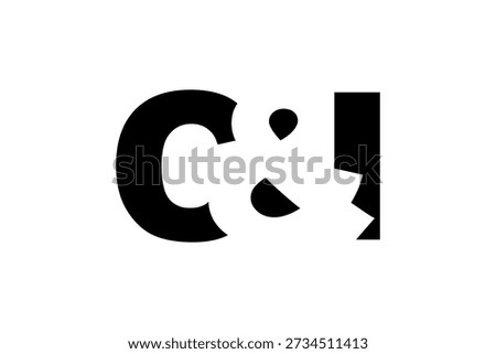 CI logo design in bold style. Black white identity symbol. Modern typography emblem. Corporate branding icon. Minimal business template.