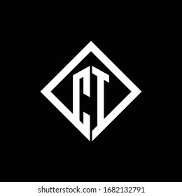 CI logo monogram with square rotate style design template