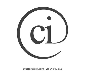 CI logo from two letter with circle shape email sign style. C and I round logotype of business company for brand identity.