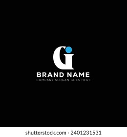 CI White Letter monogram Logo Design with Black Background. C I