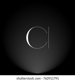 CI White thin minimalist LOGO Design with Highlight on Black Background.