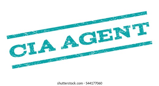 CIA Agent watermark stamp. Text tag between parallel lines with grunge design style. Rubber seal stamp with scratched texture. Vector cyan color ink imprint on a white background.
