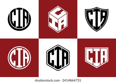 vector de diseño del logotipo del icono de forma geométrica de la carta inicial de la CIA. monograma, membrete, círculo, polígono, escudo, símbolo, emblema, elegante, abstracto, marca de palabras, signo, arte, tipografía, icono, geométrico, forma