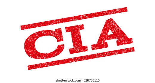 CIA watermark stamp. Text caption between parallel lines with grunge design style. Rubber seal stamp with dust texture. Vector red color ink imprint on a white background.