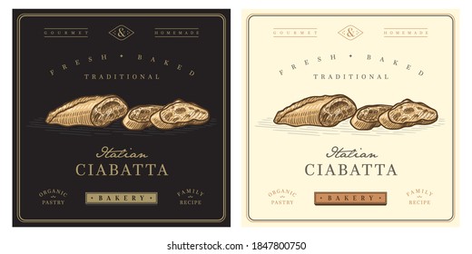 Ciabatta bakery logo vintage illustration