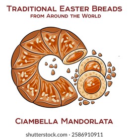 Ciambella mandorlata is a traditional Italian ring-shaped cake flavored with almonds.