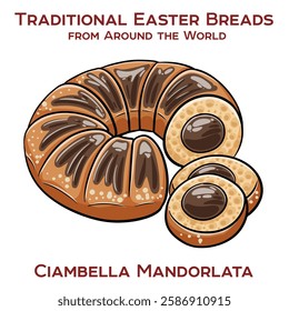 Ciambella mandorlata is a traditional Italian ring-shaped cake flavored with almonds.