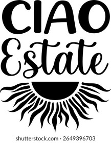 Ciao Estate. Summer vector lettering. Italian text: Hello Summer.