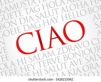 Ciao (Hello Greeting in Italian) word cloud in different languages of the world