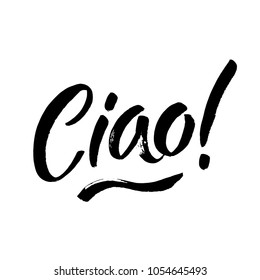 Ciao. Ink Hand Lettering. Modern Brush Calligraphy. Handwritten Phrase. Inspiration Graphic Design Typography Element. Cool Simple Vector Sign. Vector