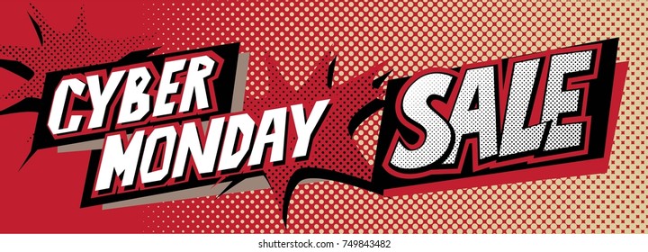 Ciber Monday Sale Banner In Pop Art Style.