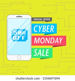 Ciber Monday Sale Flat Background