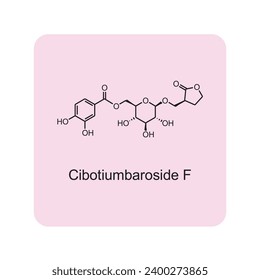 Cibotiumbaroside F skeletal structure diagram.Hemiterpenoid molecule scientific illustration.