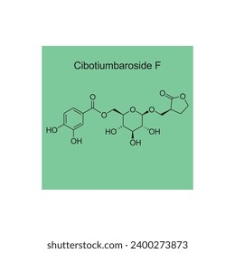 Cibotiumbaroside F skeletal structure diagram.Hemiterpenoid molecule scientific illustration.